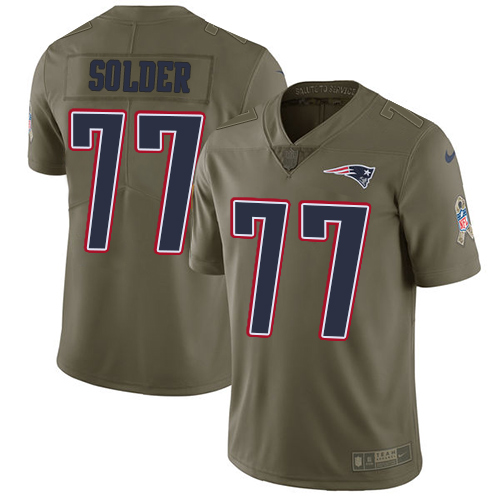 Nike Patriots #77 Nate Solder Olive Men's Stitched NFL Limited Salute To Service Jersey